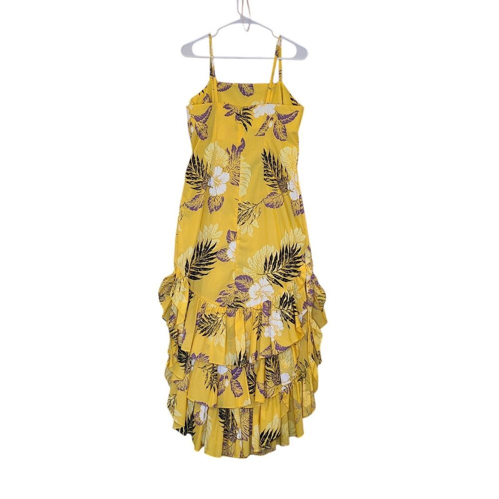 NOS CC Fashions Hawaiian Muumuu Dress Maxi Yellow Floral Ruffles USA Vintage 12 - Picture 2 of 9